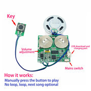 Recordable Sound Module Button Control Sound Chip 8M MP3 WAV Music Voice Player Programmable Board with Speaker for DIY