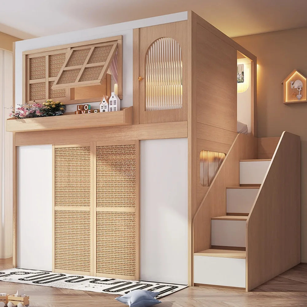 Bunk Bed with Separate Privacy Areas for Brother & Sister, Double Layer Bed for Adults, Noise-Free Partitioned High Low Bed