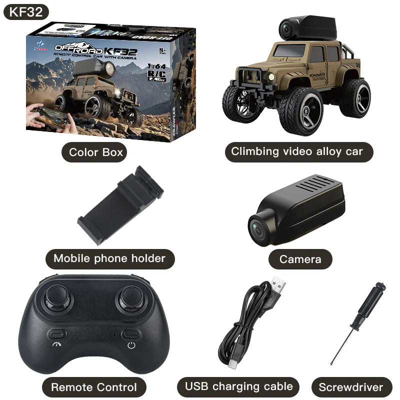 1:64 Mini RC Car KF32 Remote Contorl Vehicle Car with Camera WiFi APP Control High Speed Racing Stunt Cars Toy Gift for Kids