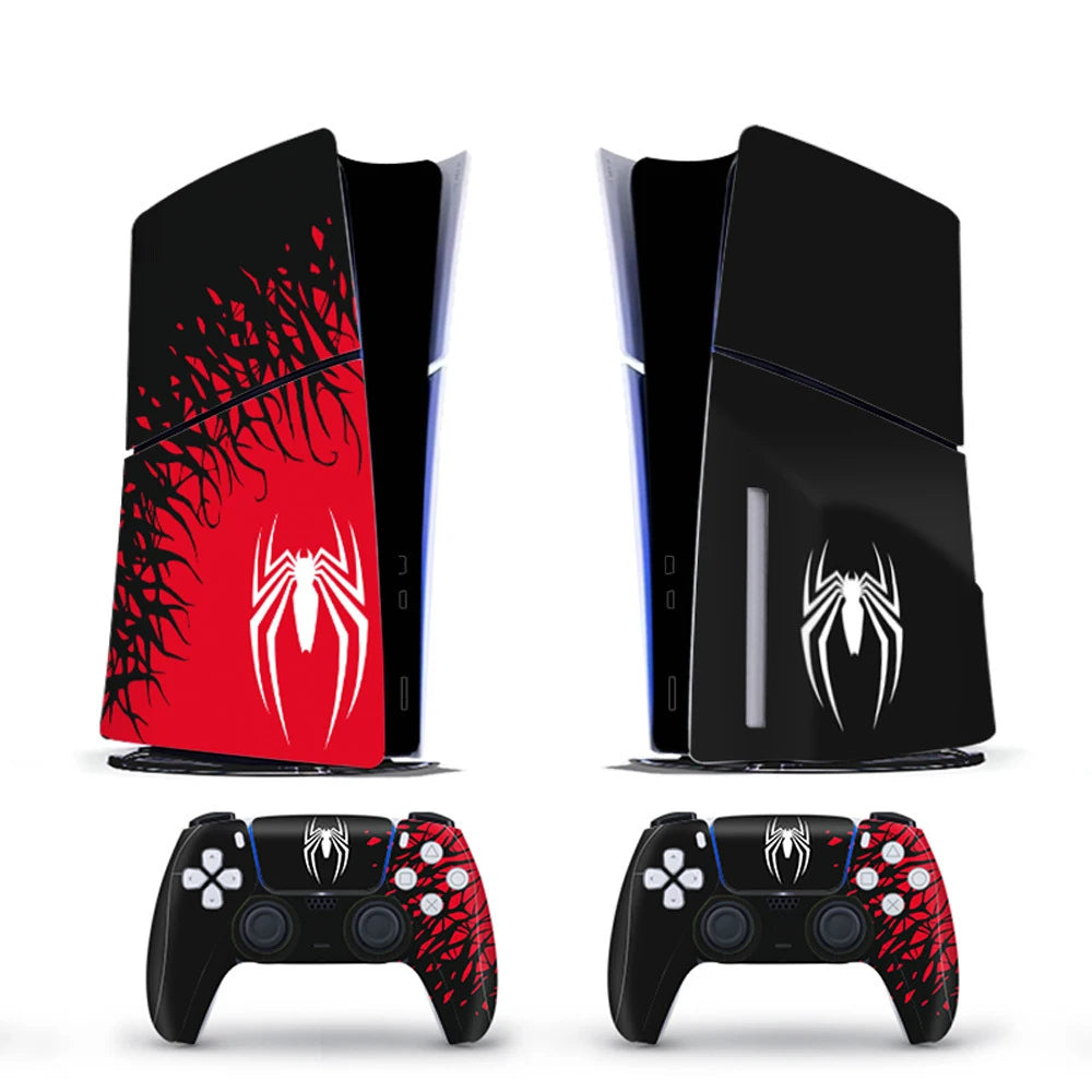 Vinyl Cover Skins for Playstation 5 Slim Console Controller Stickers Superhero Skin Wraps Set for PS5 Disc Edition Accessories