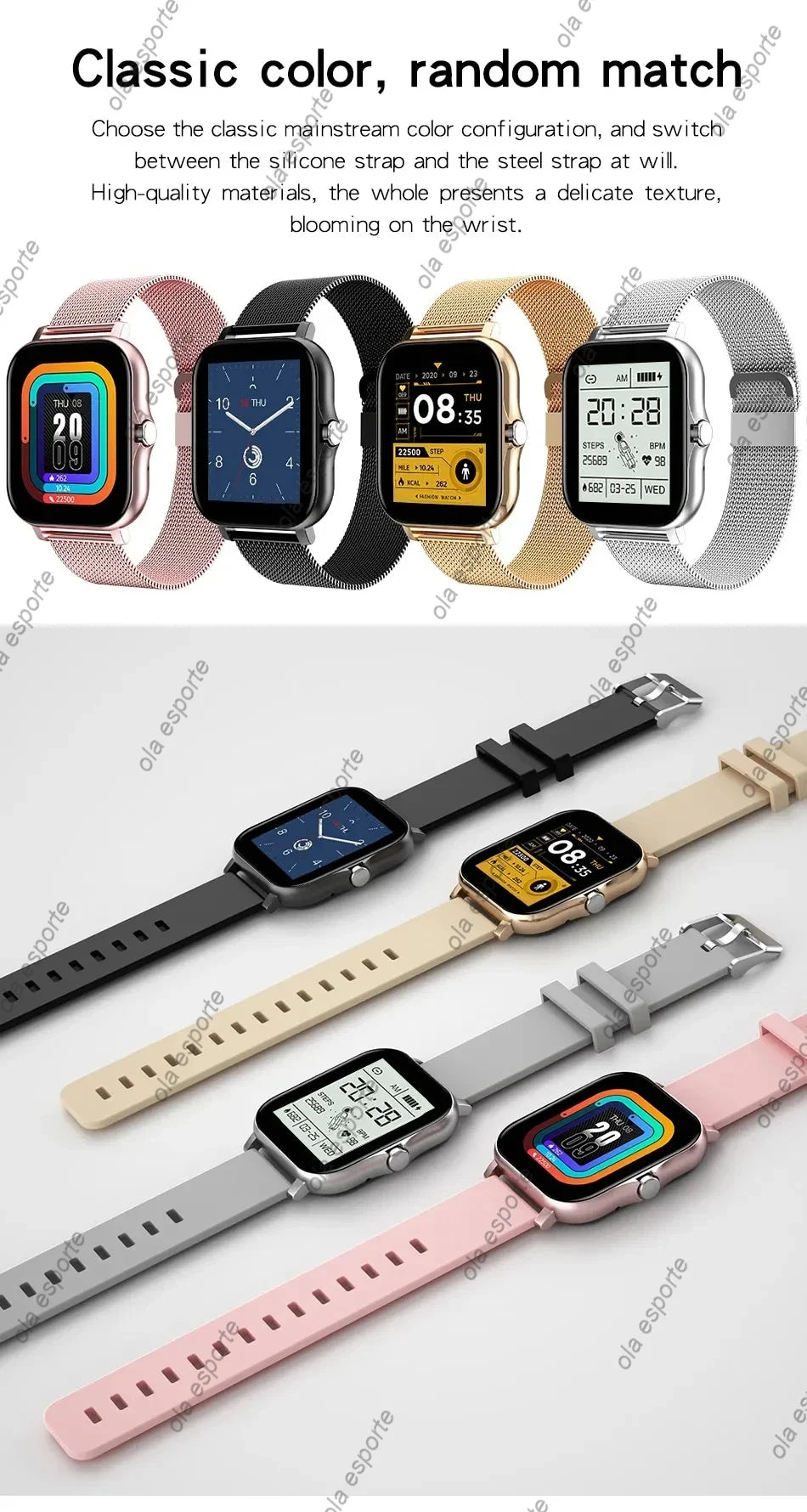 Stay stylish and connected with this versatile smartwatch designed for both men and women!