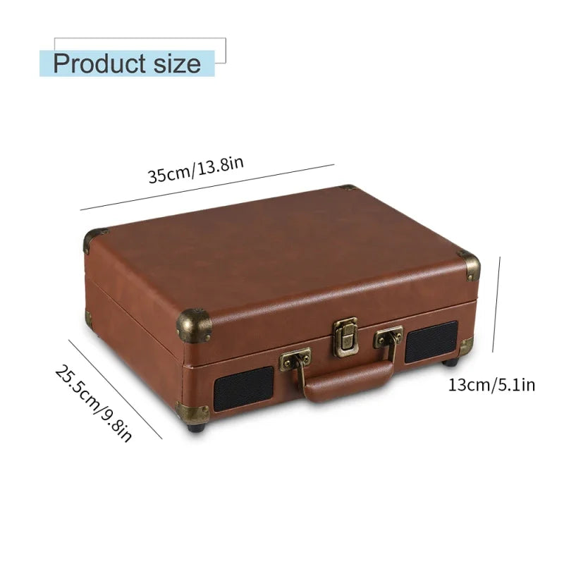 Retro portable vinyl record player, Bluetooth/USB/TF playback, suitable for family gatherings, outdoor camping, party gifts