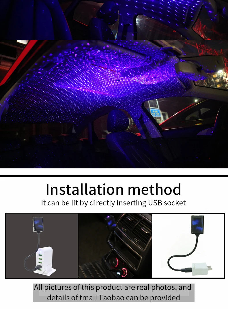 Auto USB starry sky car roof star decoration light ambient light music Rhythm control car interior led starry light for car