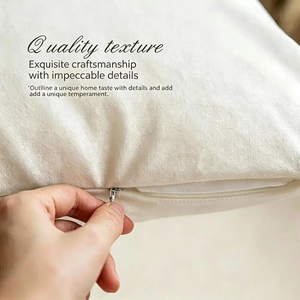 Cushion Cover Natural Linen Pillowcase Set, All-in-One Decor for Sofa, Bedroom & Chair Classic V-Vice C-CityS