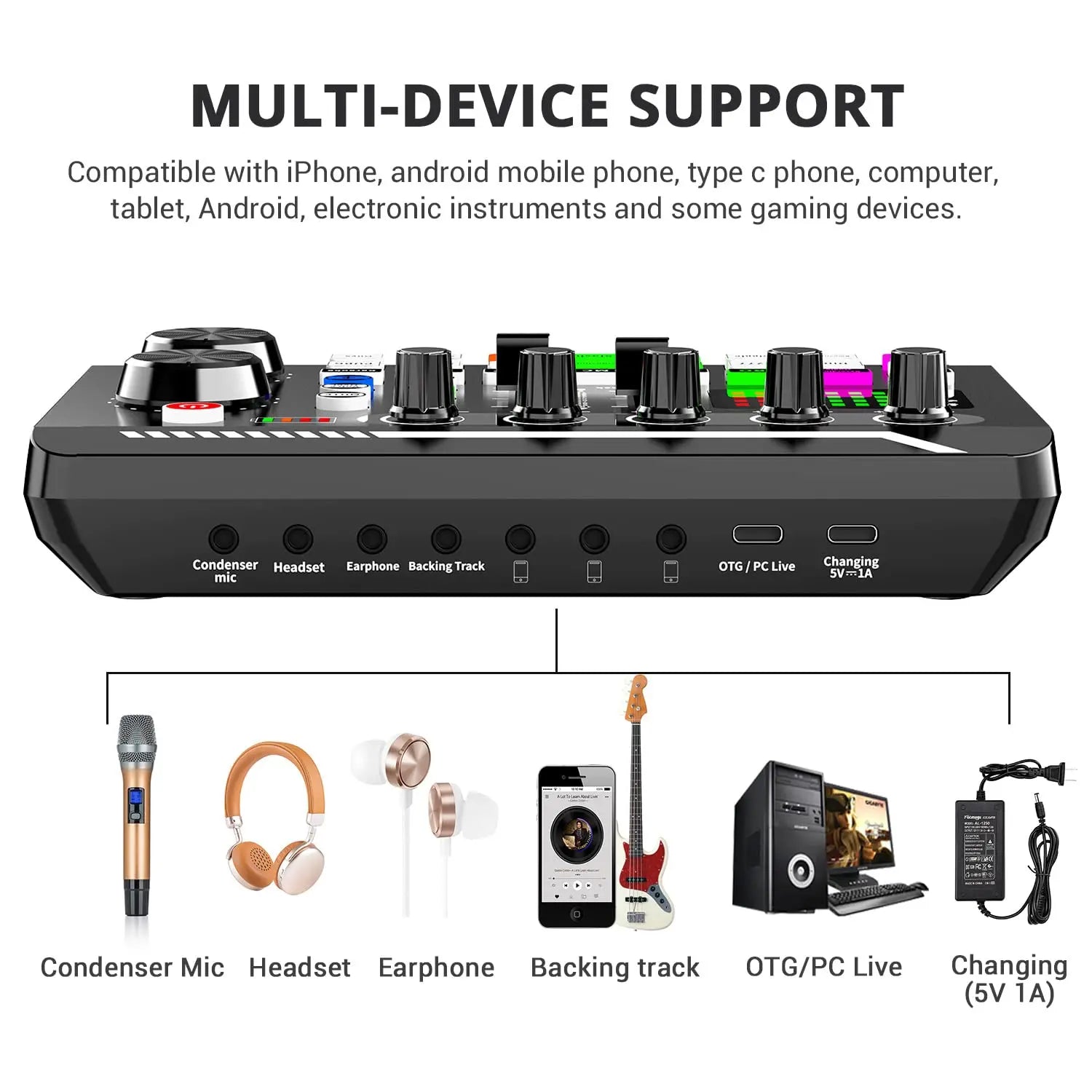 Sound Card with Microphone Set Mixer Recording (Studio Package)
