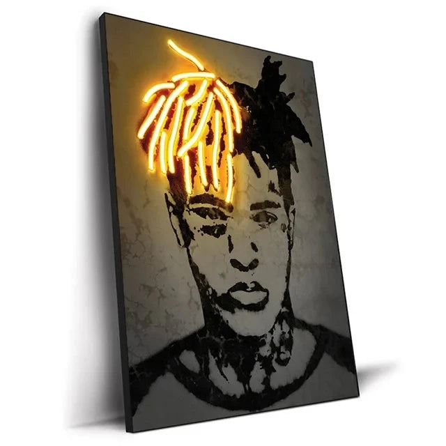 Abstract Neon Rapper Star Posters 2Pac Hip Hop Singers Wall Art Pictures Graffiti Canvas Painting Home Room Bar Decor NO LED