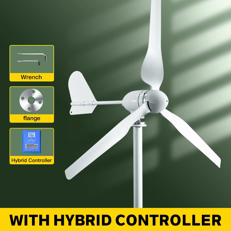2KW 5KW Horizontal Axis Wind Turbine 12V 24V 48V 96V Wind Generator CE Certified Free Energy Low Speed Off Grid for Home Use