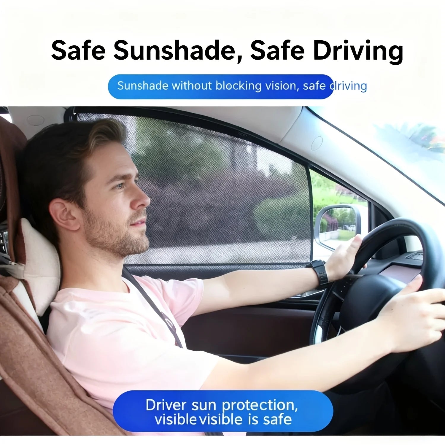 4pcs Magnetic Front Rear Window Curtain Summer UV Protection Universal Foldable Window Sunshades with Small Hole Auto Accessory
