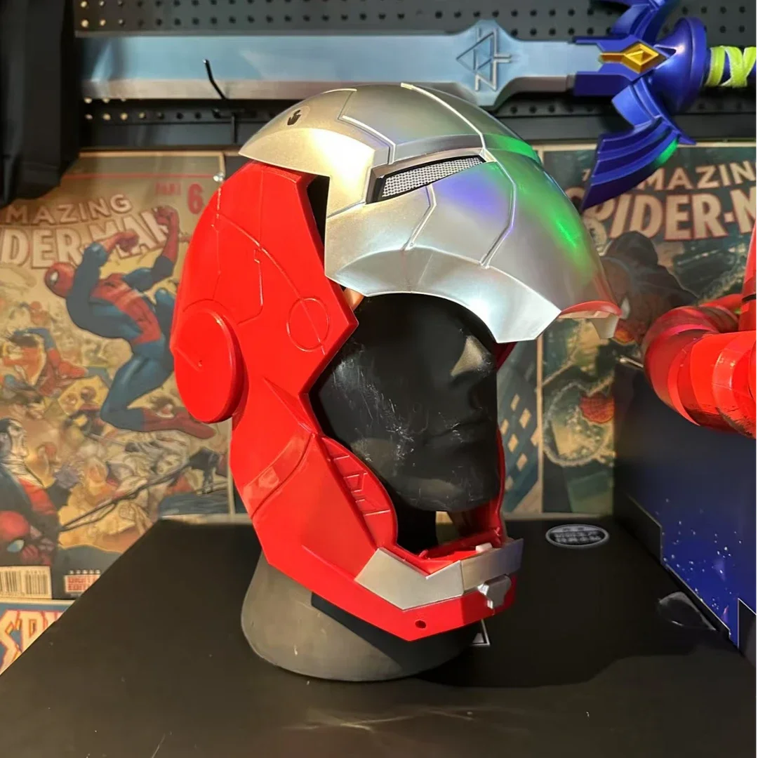 Iron Man MK5 MK45 Electronic Helmet Voice Controlled with Jarvis AI Automatic Faceplate Deformation LED Light Up Collectible fan