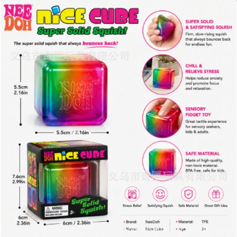 New Needoh 2026 Rainbow Cube Extrusion Decompression Toy Cube, Decompression Toy, Extrusion Sensory Toy, Soft Sensory Toy