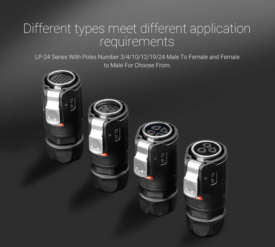 Cnlinko LP24 Plastic IP67 Waterproof 3pin Aviation Electric Plug Socket AC500V 25A Power Connector for Circular Wire Connection