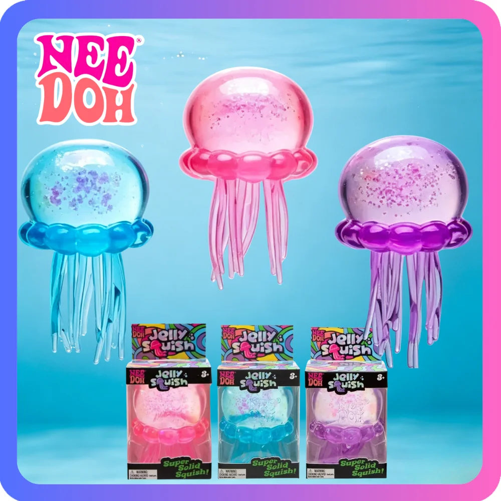 schylling Needoh Fuzz Ball Jellyfish Squishy Blind Box Random Color Soft Stress Relief Toy Cute Relaxing Squeeze Sensory Toy