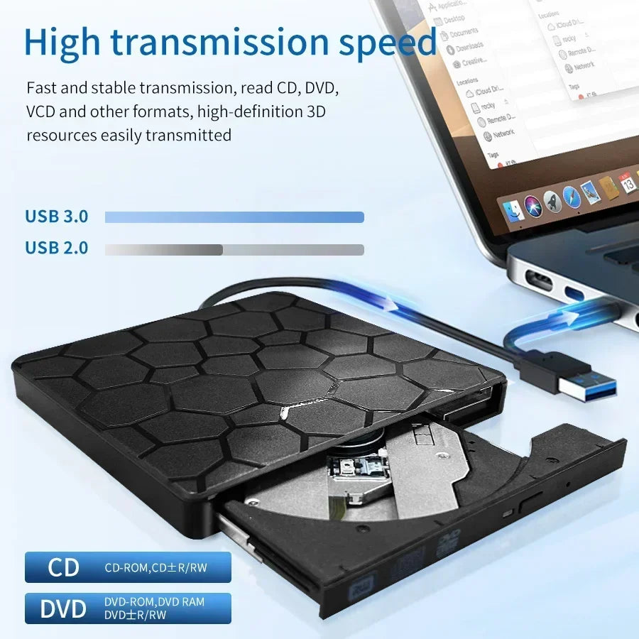 USB 3.0 Type-C CD Player DVD Burner 2-in-1 External Recorder Portable CD-RW DVD-ROM Optical Drives Writer Reader For PC Laptop