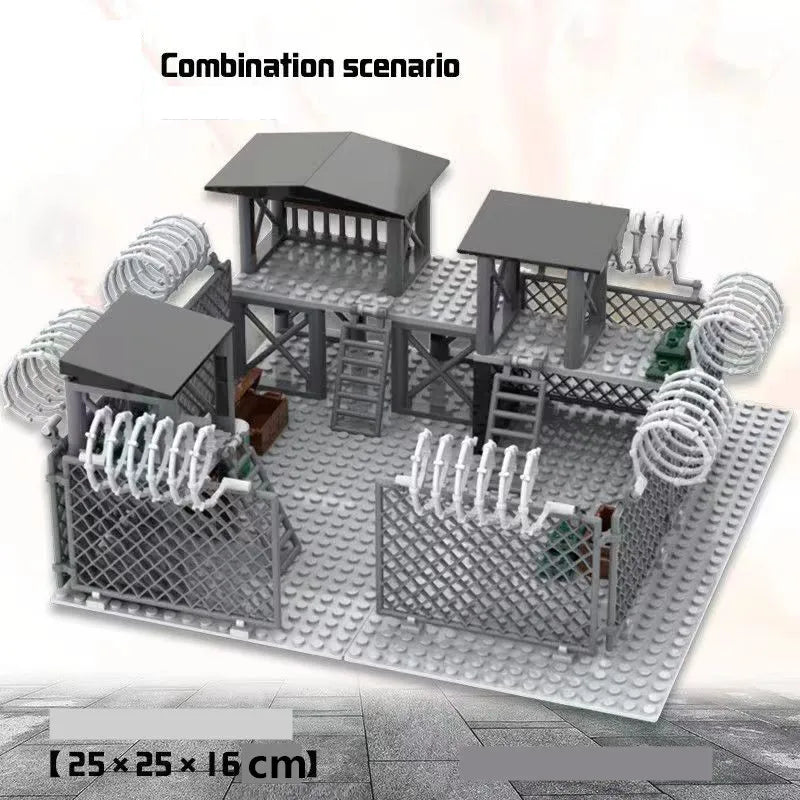 DIY WW2 Battlefield Bunker Bricks WW2 Military War Construction Compatible Figure Building Block Toys For Children Friends Gift