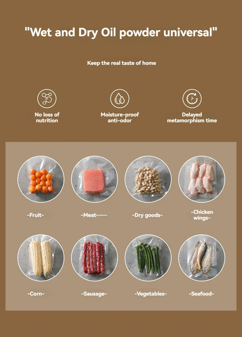 220V/110V Vacuum Sealer Packaging Machine with Free 10pcs Vacuum Bags Household Black Food Vacuum Sealer