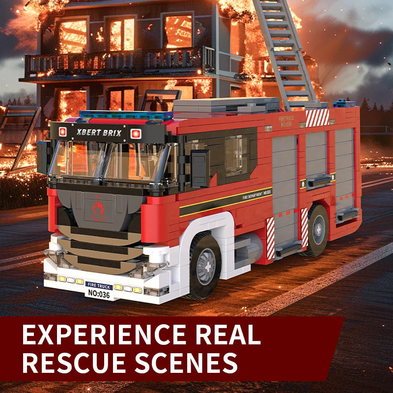 704PCS Fire Truck Building Blocks City Engineering Rescue Vehicle Model Bricks Educational DIY Toys Holiday Gifts For Teens