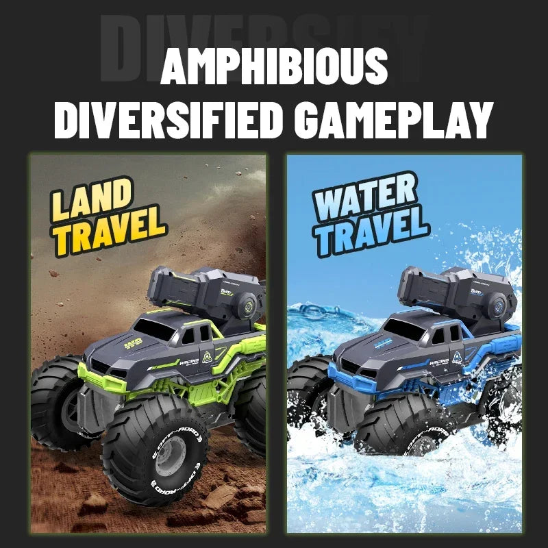 2.4G Self-absorbing High-pressure Water Gun Remote Control Car Amphibious Off-road Vehicle Climbing Stunt Car Water Toys