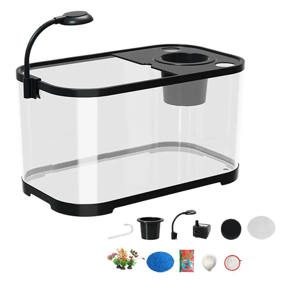 Fish tank Aquarium Kit Small Beginner Fish Tank Decorative Fish Tank For Terrapin Tortoise Turtle Household Clear Aquarium