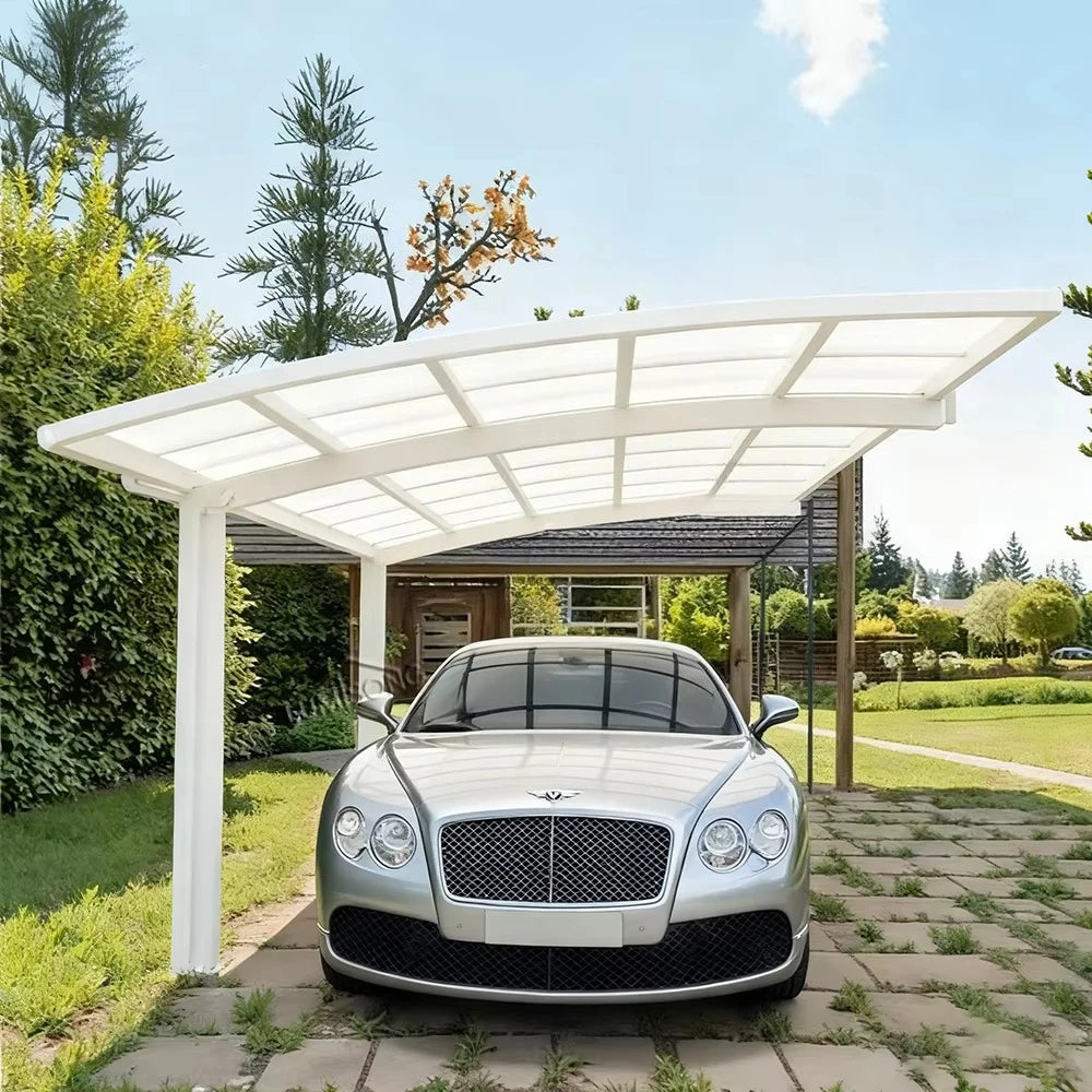 Cantilever Luxury Aluminum Carport, Heavy Duty Arched Roof Powder Coated Outdoor Vehicle Parking Shelter Canopy