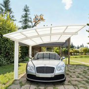 Cantilever Luxury Aluminum Carport, Heavy Duty Arched Roof Powder Coated Outdoor Vehicle Parking Shelter Canopy
