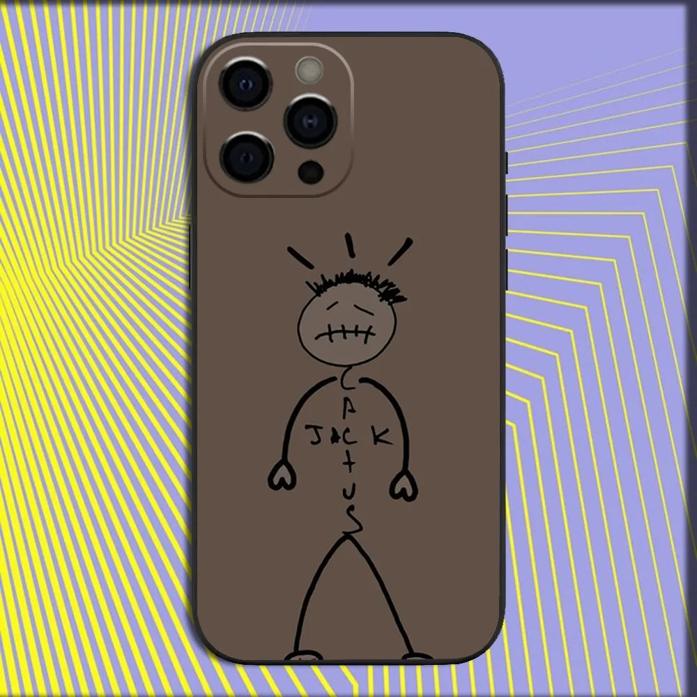 Travis Scott Cactus Jack Phone Case For iPhone 16 15 14 13 12 11 Pro Max Mini X XS SE 7 8 Plus 16E Shockproof Soft Cover Fundas