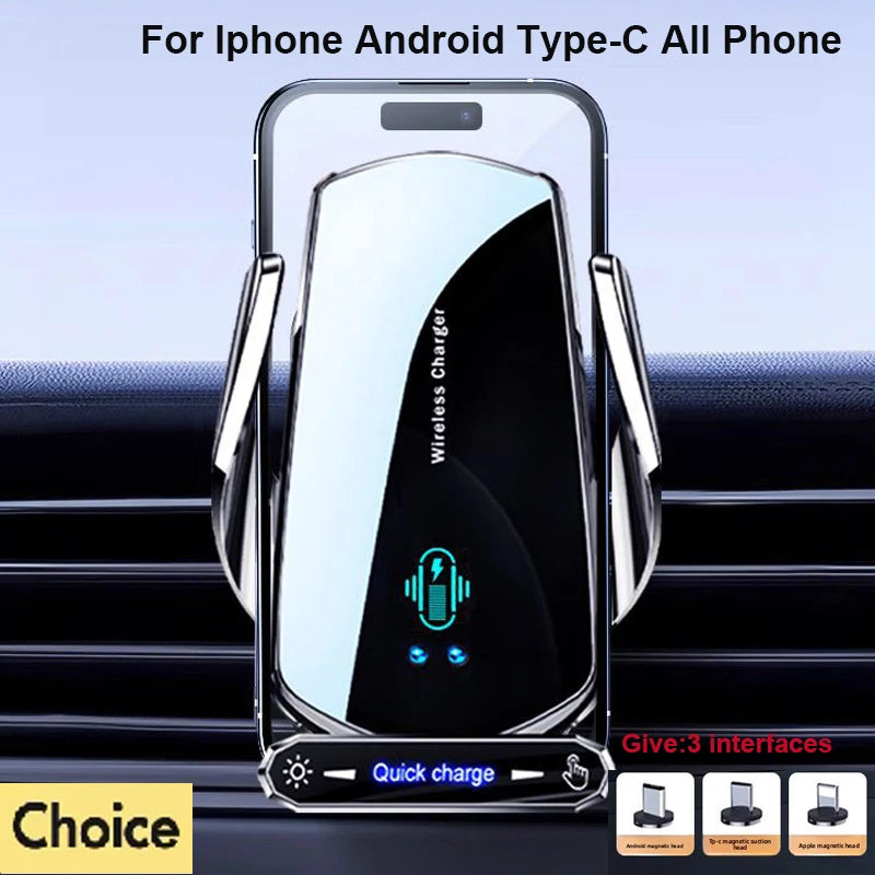 Keep your phone powered and secure on the road with this wireless car charger and mobile phone holder—all-in-one convenience!