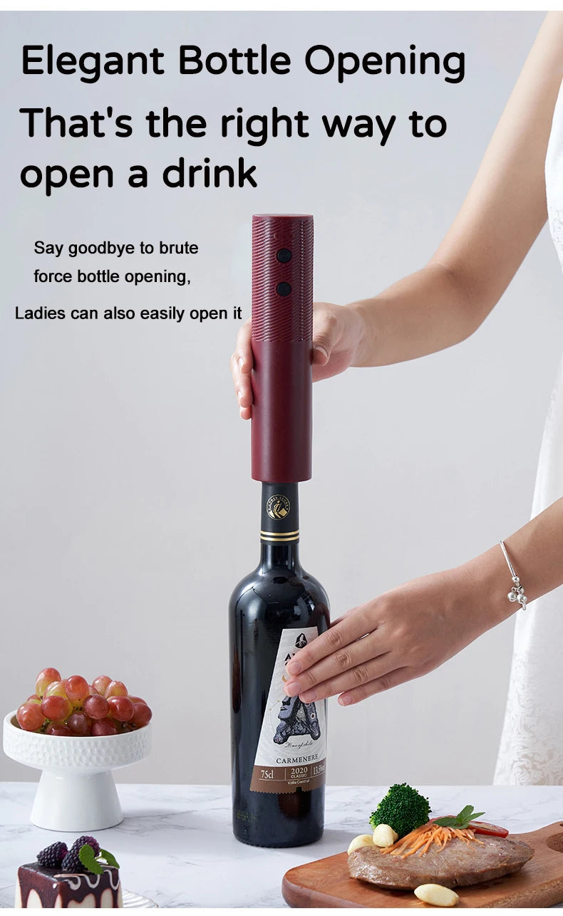 Pop open your favorite bottle effortlessly with this electric wine bottle opener—stylish, quick, and hassle-free!