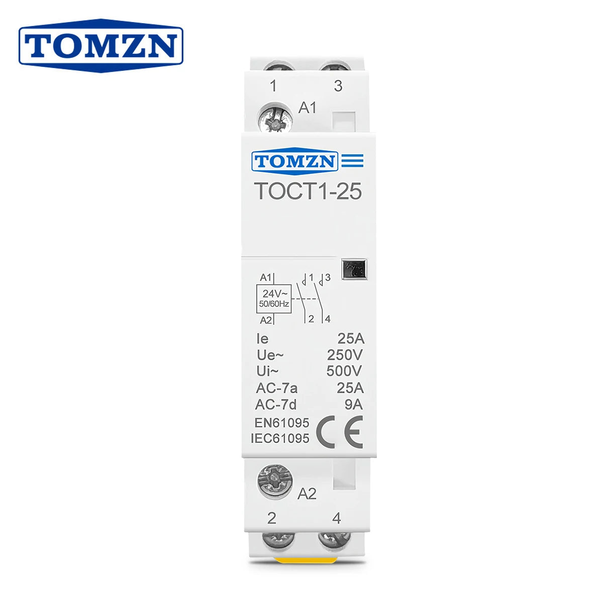 TOCT1 2P 25A 24VAC 50/60Hz Din Rail Household AC Modular Contactor 2NO or 1NO 1NC