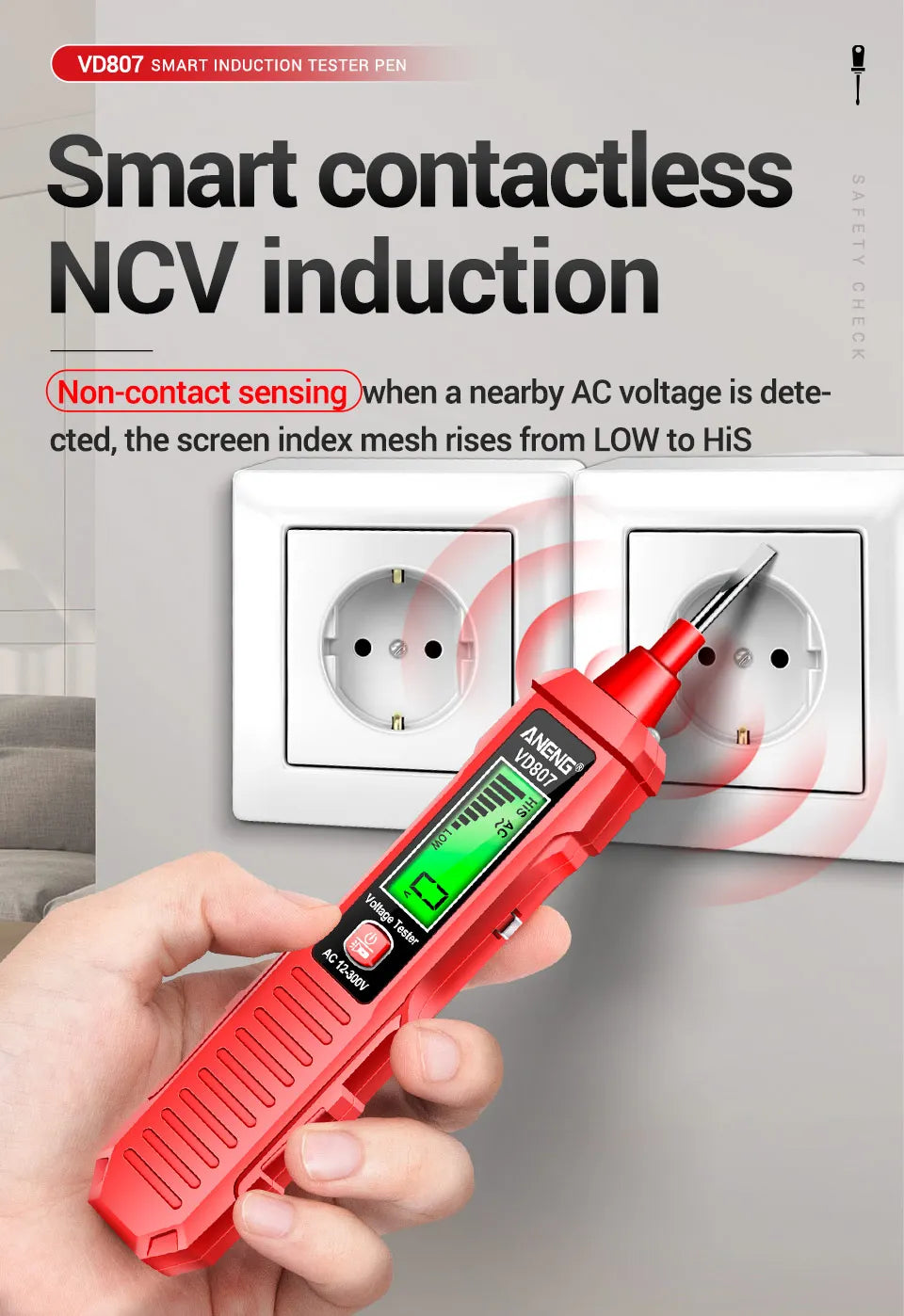 Safely detect live wires with this one-word induction portable smart electric pen tester—featuring NCV sensor and compatible with 50/60Hz for accurate, non-contact voltage testing!