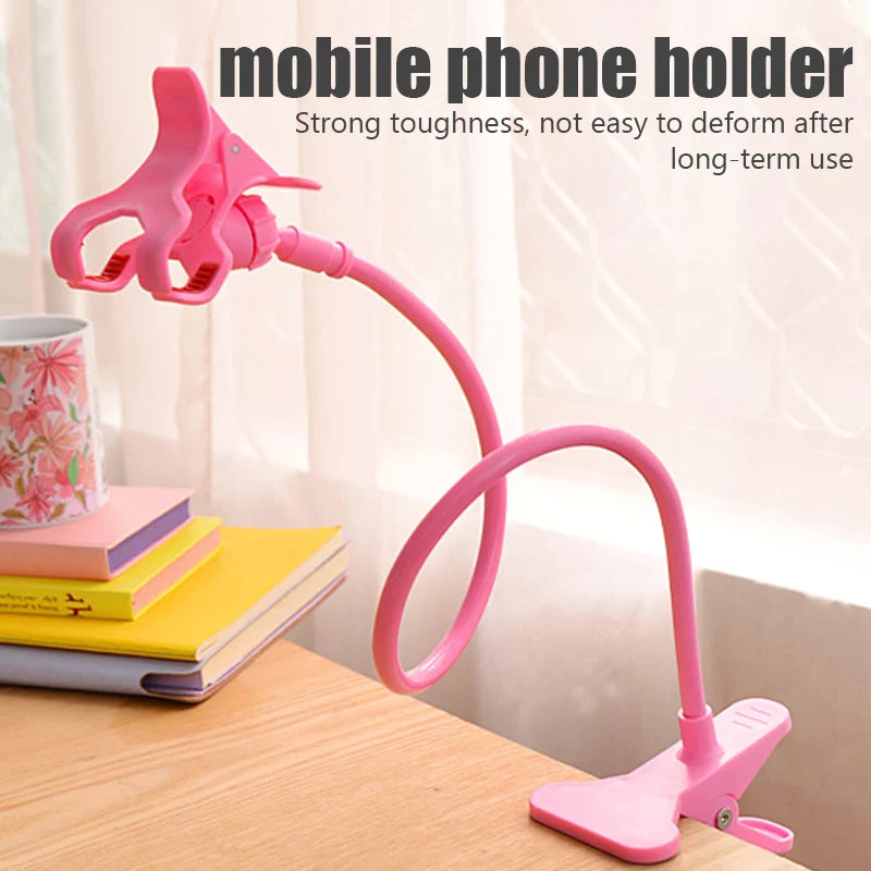 Enjoy hands-free convenience with this universal flexible lazy mobile phone holder—adjustable clip perfect for home, bed, or desktop use!