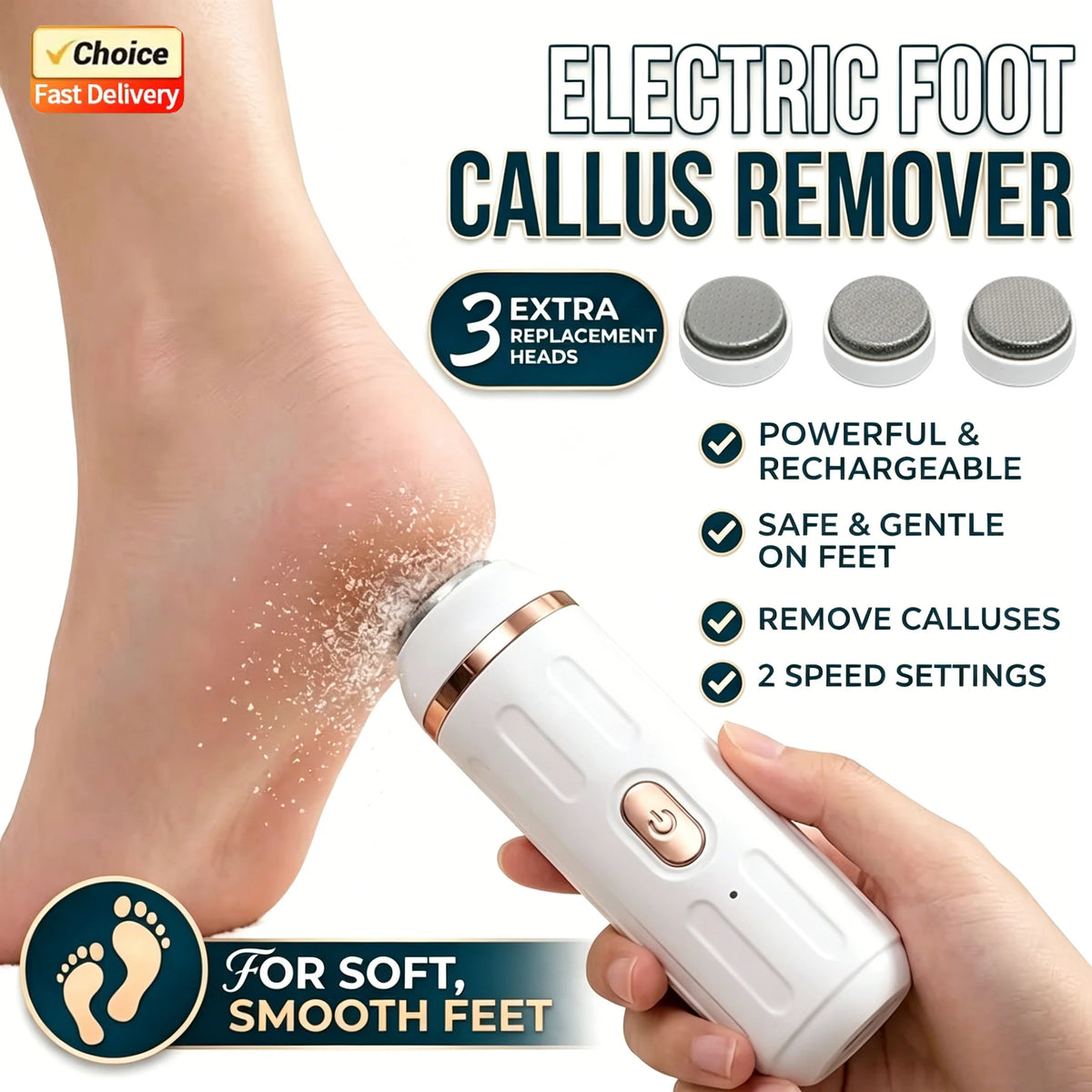Electric Callus Remover Foot File Dry Skin Remover Dead Skin Eliminator Pedicure Exfoliator Tool for Home Foot Care 2026 New