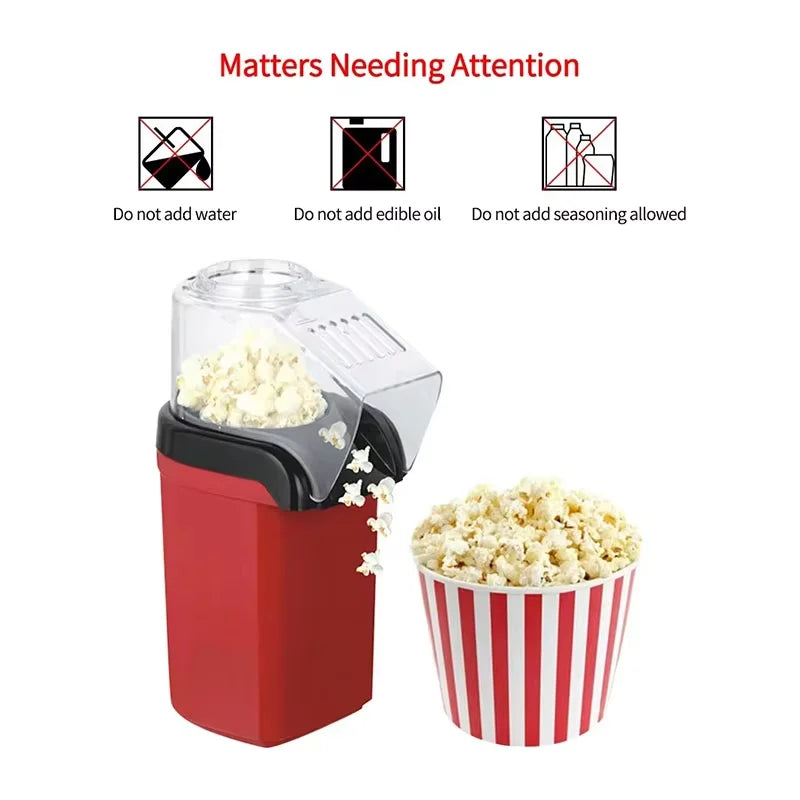 Indulge in quick and tasty snacks at home with this premium electric popcorn maker. The mini hot air corn popper features fast heating and a stylish design, making it perfect for convenient and delicious popcorn treats!