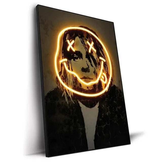 Abstract Neon Rapper Star Posters 2Pac Hip Hop Singers Wall Art Pictures Graffiti Canvas Painting Home Room Bar Decor NO LED