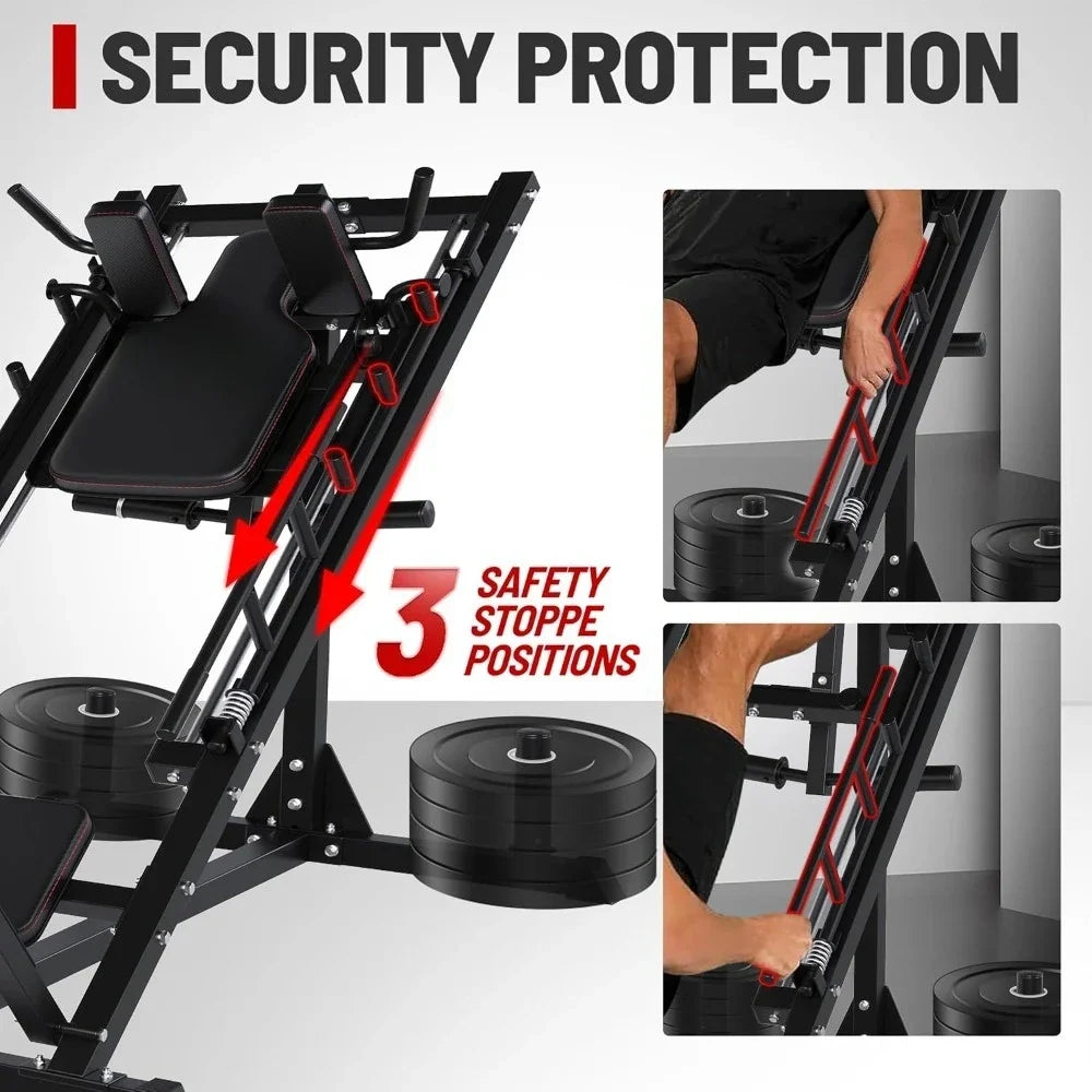 New Best Deal US Shipping 45 Degree Linear Bearing Leg Press Hack Squat Machine for Home Gym Strength Training Quad Hamstring Gl