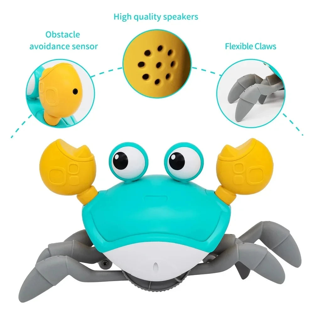 Induction Escape Crab Electric Pets Musical Toys Toddler Crawling Baby Walker Crab Interactive Toys for Children Gifts