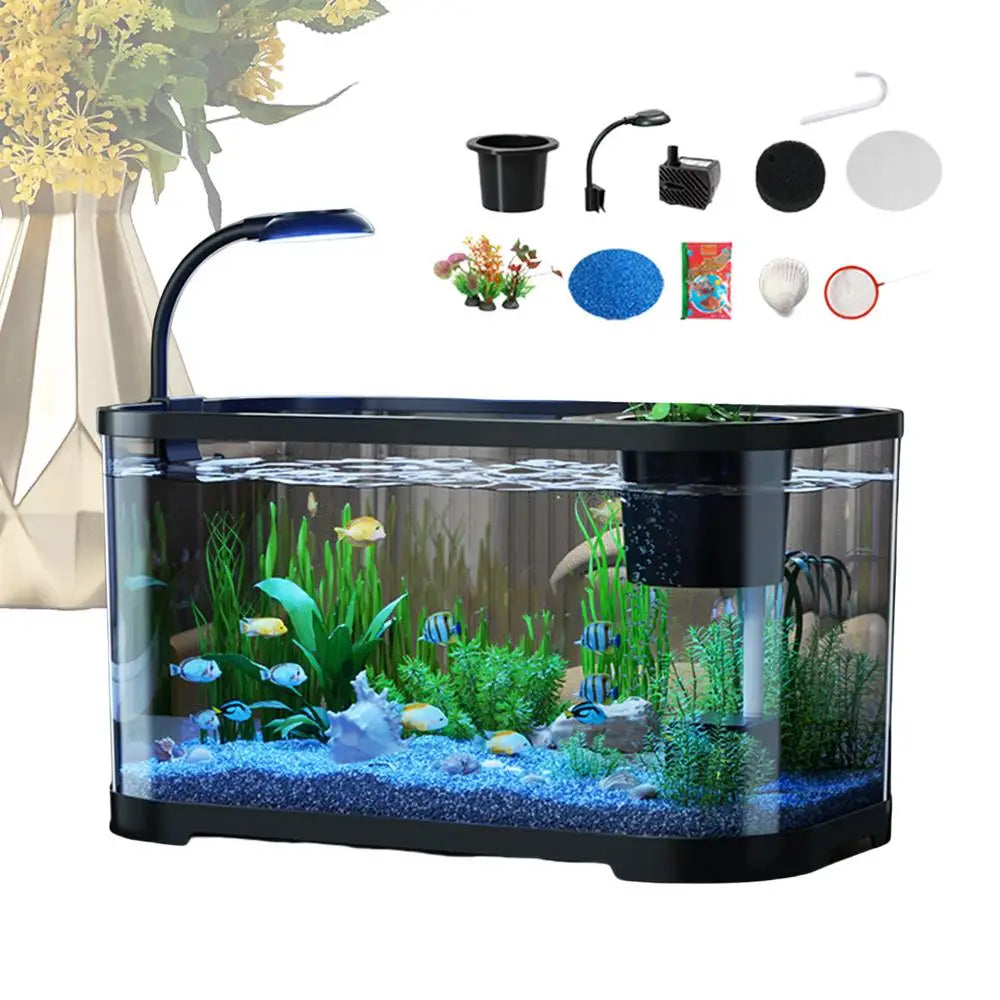 Fish tank Aquarium Kit Small Beginner Fish Tank Decorative Fish Tank For Terrapin Tortoise Turtle Household Clear Aquarium