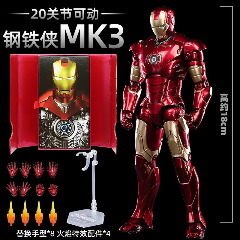 ZD Toys Iron Man MK1 MK2 MK3 MK4 MK5 MK6 MK7 MK42 MK43 MK45 MK46 War Machine Movie Action Figure 7 Inches Adult Collectible Toys