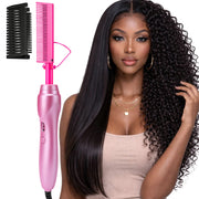 Electric Hot Heating Comb Curling Iron Pressing Comb for Wig Fast Heating Straightening Brush Hair Wax Stick Styling Tool Set