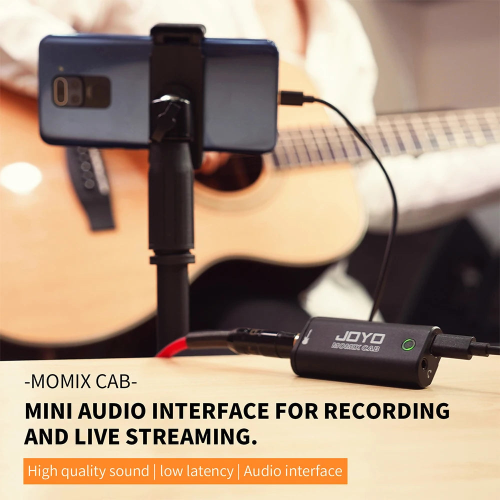 JOYO MOMIX CAB Portable Sound Card Pocket Size Plug & Play Mini Audio Mixer for Phone PC Guitar Live Streaming/Recording