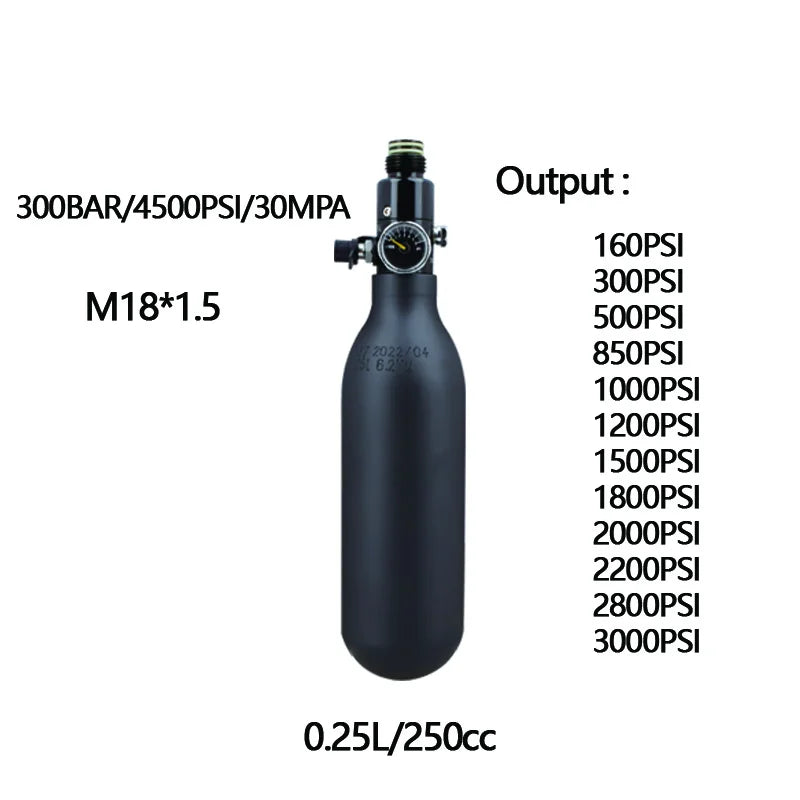 HPA Scuba 0.22L/0.3L/0.35L/0.45L/0.5L 300BAR 4500PSI Air Tank Output 160PSI To 3000PSI Pressure Regulator For Station Diving