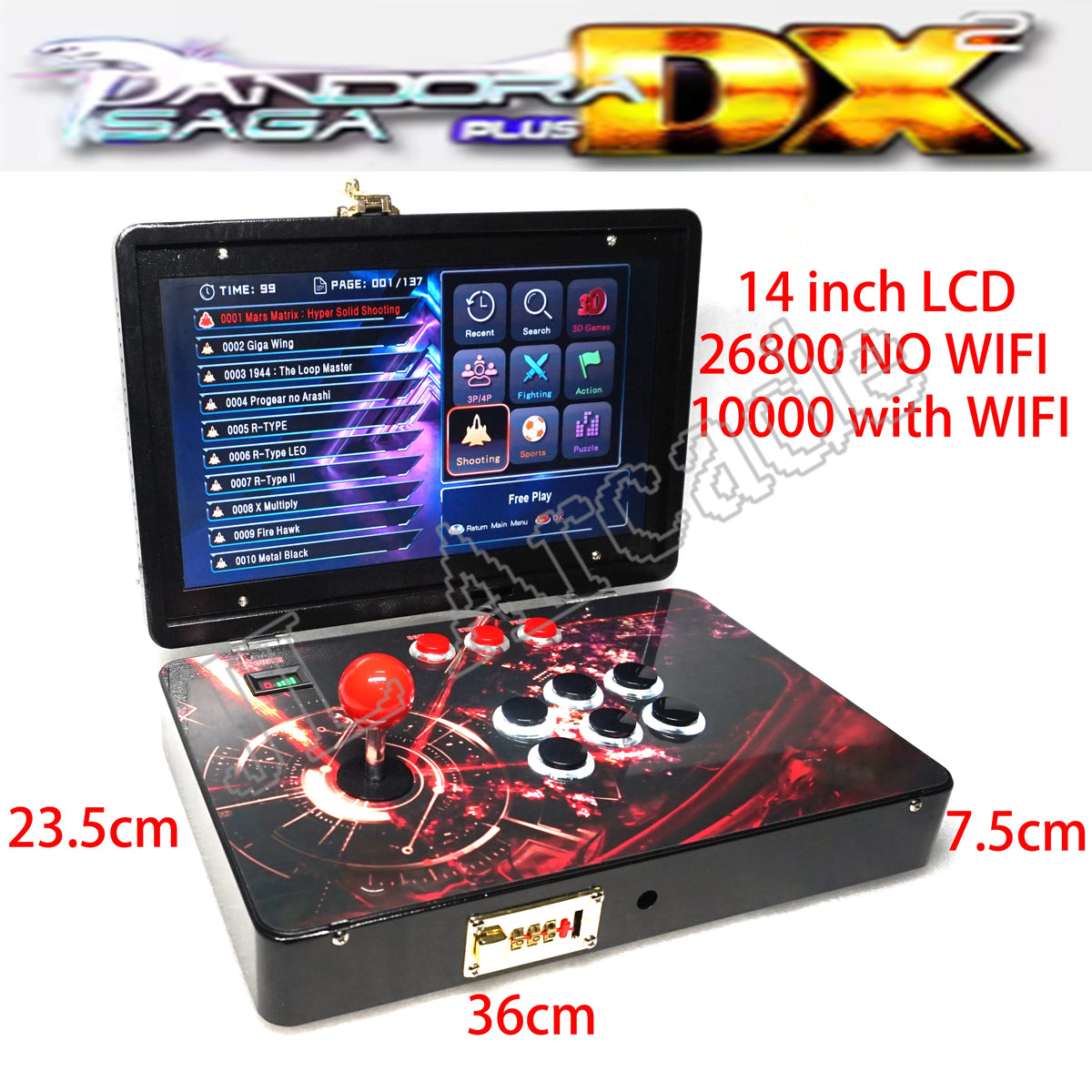 14-Inch 3D Pandora 26800 in 1 Folding Portable Arcade Console Pandora DX Box 720P HD Screen Mini Arcade Moonlight