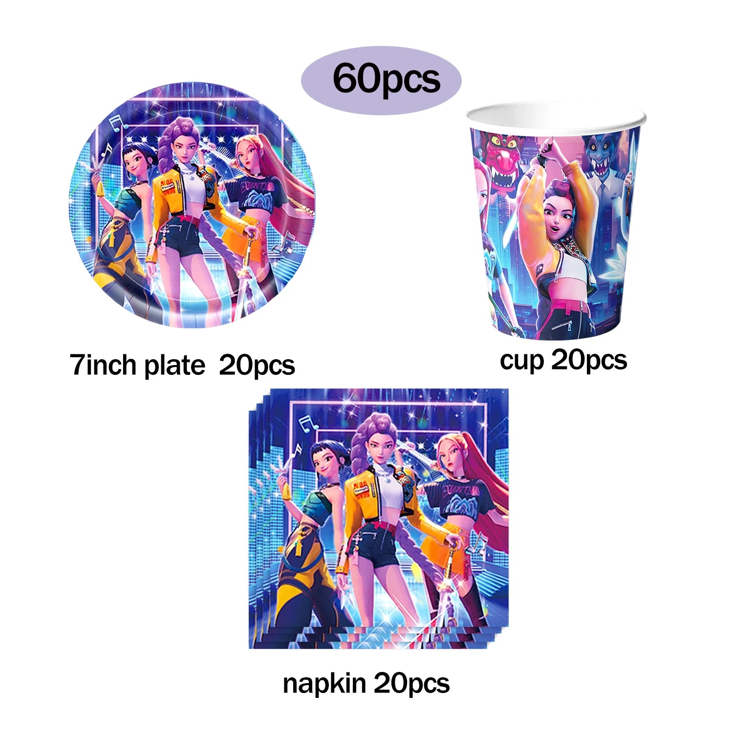 Hot K-Pop Birthday Party Decoration Set Kids Tableware Balloons Cups Plates Napkins Cake Topper Banner Gift Bag - Party Supplies
