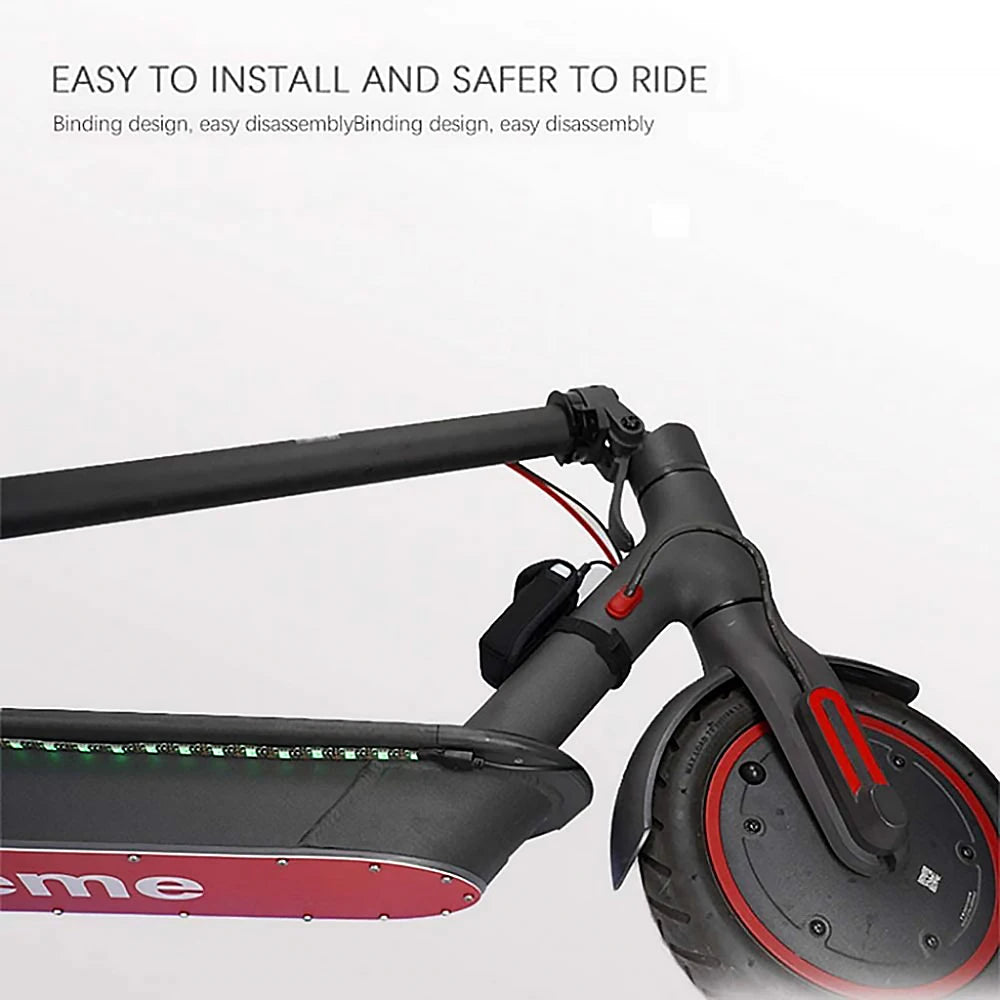 Enhance safety during nighttime rides with these LED strip lights designed for scooters and bicycles. Battery-powered for convenience, these warning lights increase visibility and promote safer travels.