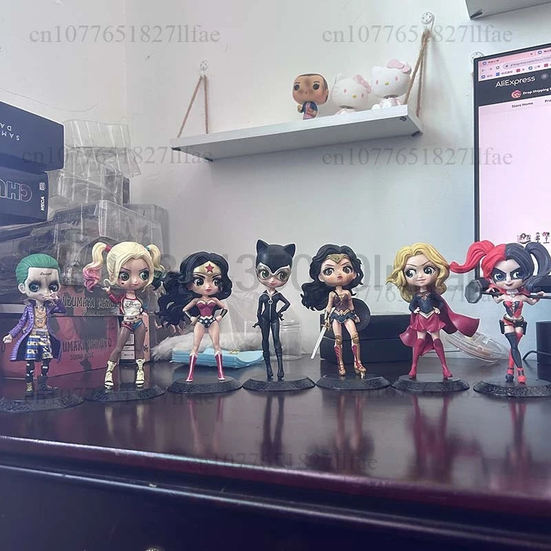 Qposket Harley Quinn Joker Cat Women Wonder Women Action Figure Toys Gift Doll Cake Decoration Birhtday Present For Children