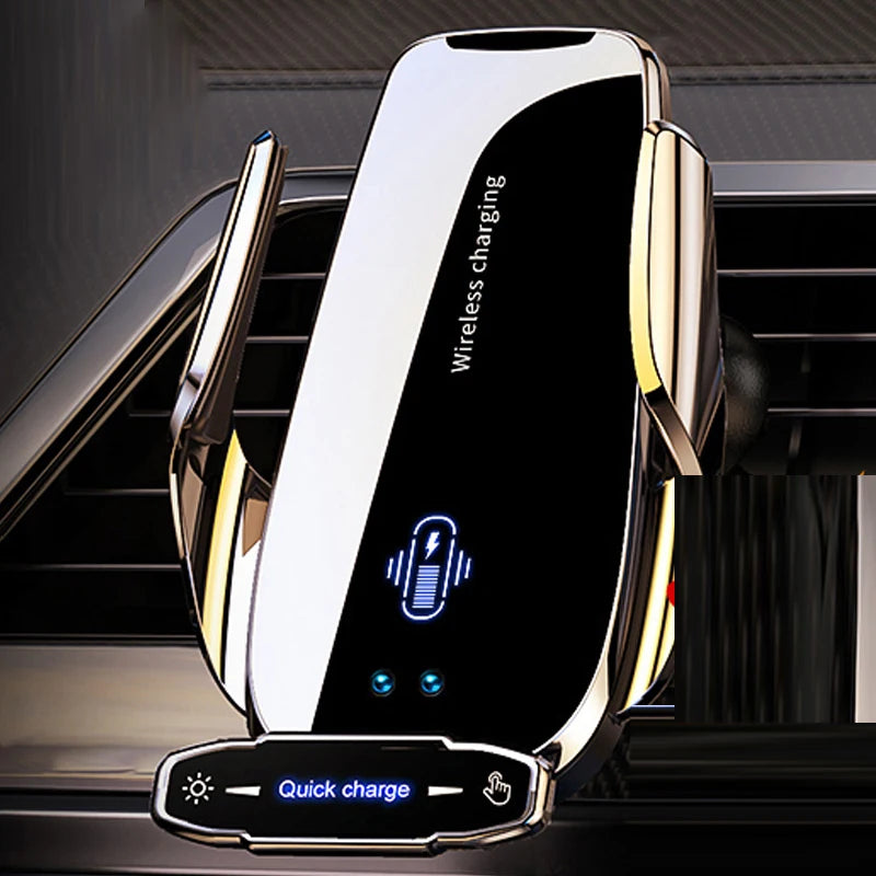 Keep your phone powered and secure on the road with this wireless car charger and mobile phone holder—all-in-one convenience!