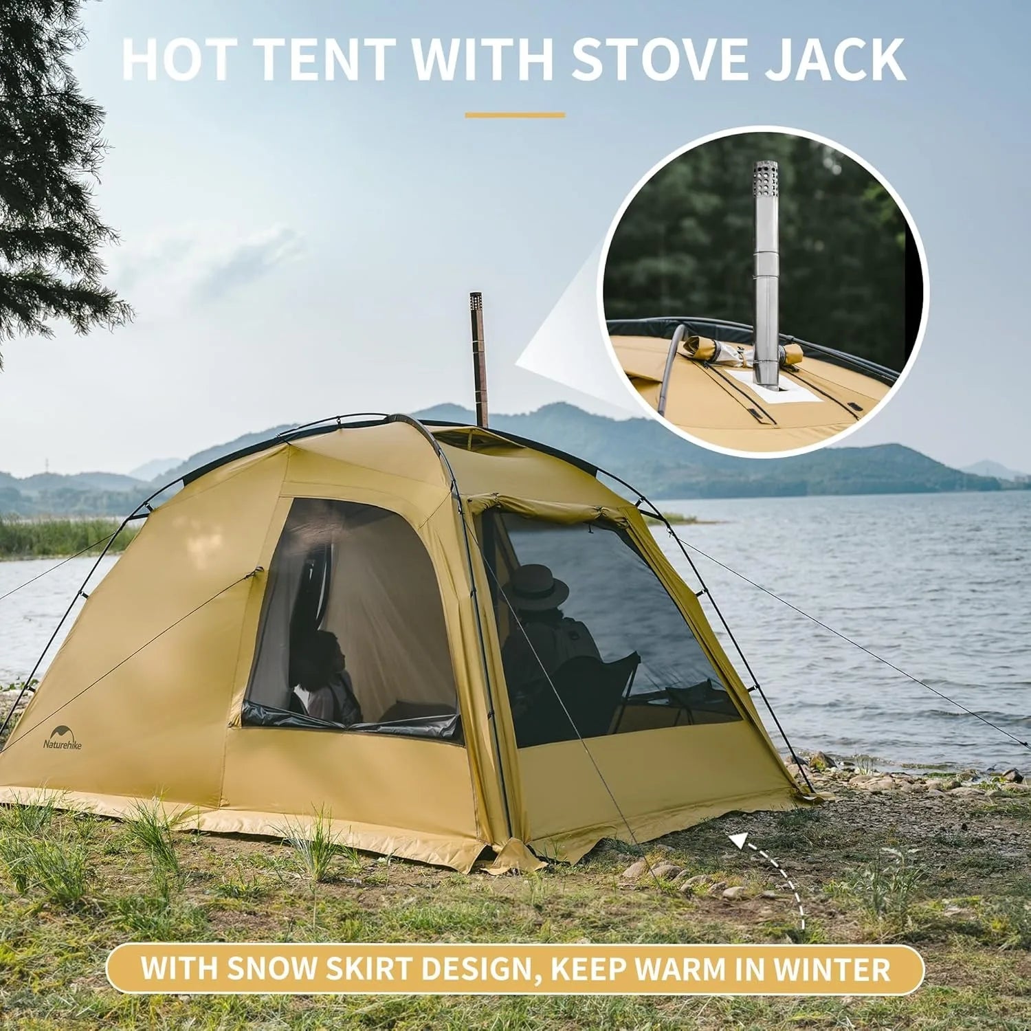 Naturehike Dune 7.6 Camping Tent 4 Season for 2-4 Person Waterproof Windproof 1 Room 1 Hall Family Travel Outdoor Large Tent