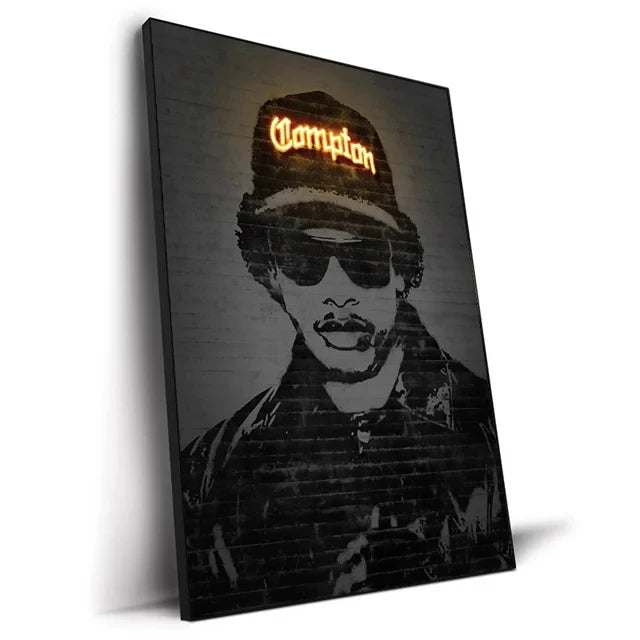 Abstract Neon Rapper Star Posters 2Pac Hip Hop Singers Wall Art Pictures Graffiti Canvas Painting Home Room Bar Decor NO LED