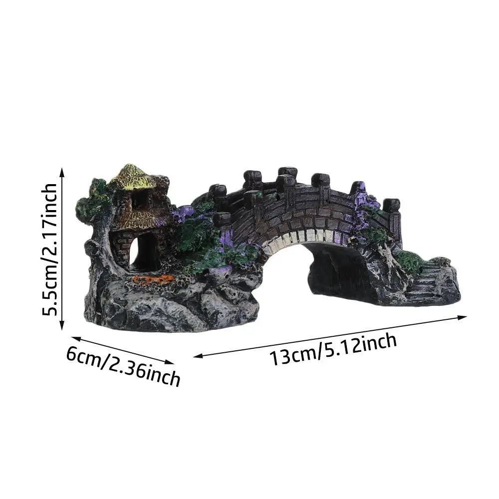 Fish Tank Artificial Bridge Resin Landscape Decoration Bridge Aquarium Equipment Accessories Ornament Cave Aquatic Pet Fish