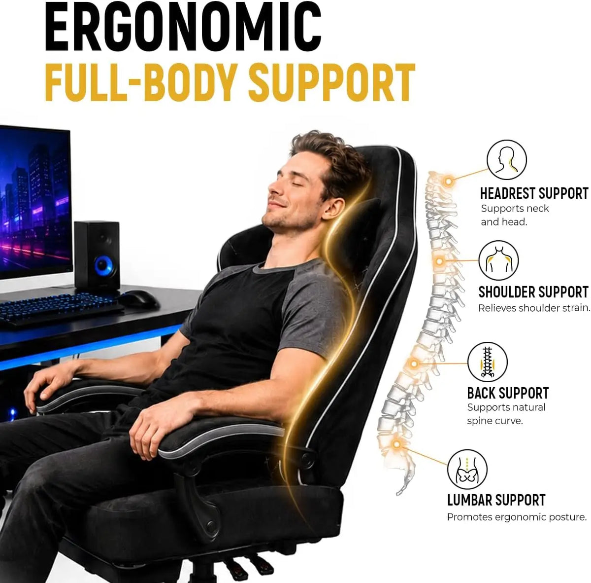 Gaming Chair for Adults with Footrest, Ergonomic Computer Chair, 330 lb