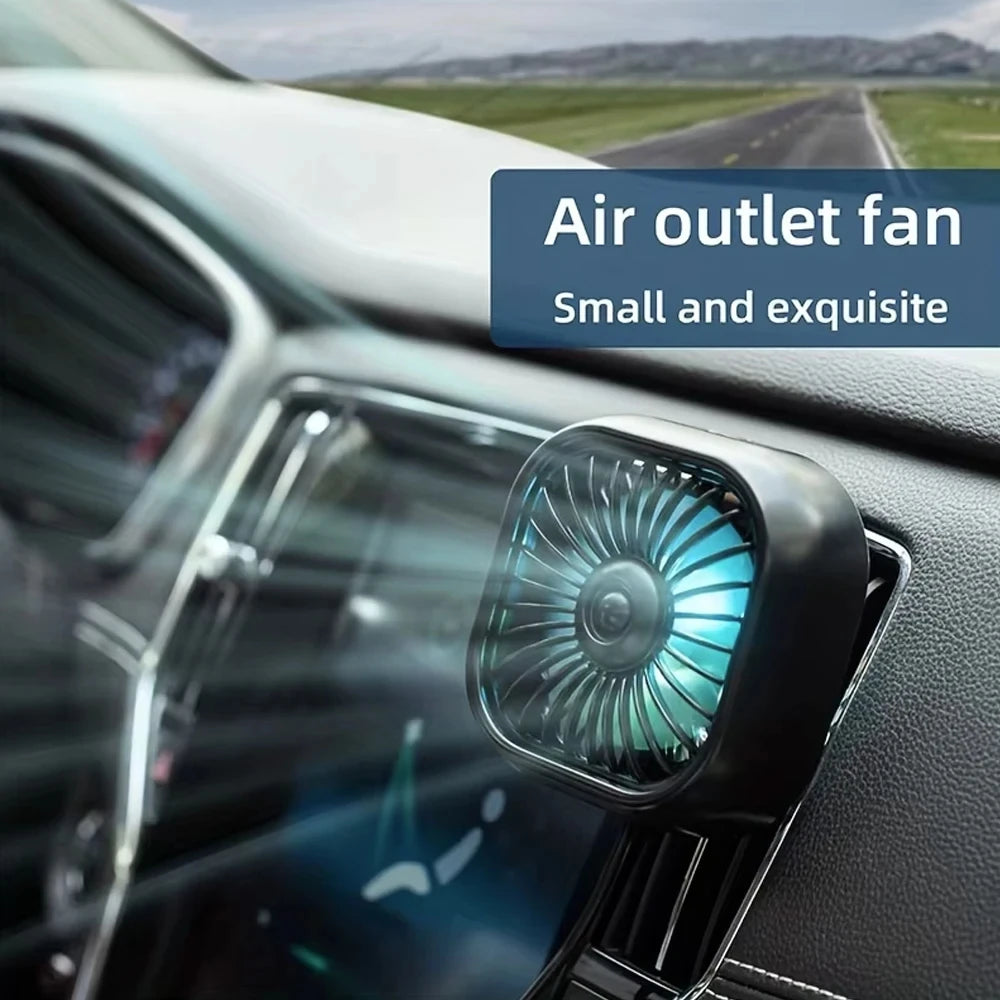Summer New Mini USB Car Fan, 3 Speed Adjustable, Air Vent Mount with Colorful Light, Auto Cooling Fan Car Accessories
